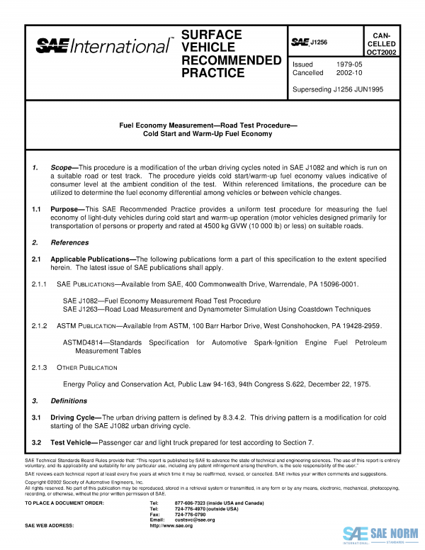 SAE J 1256 Series PDF