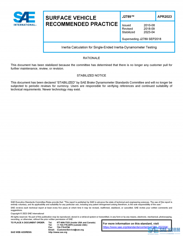 SAE J 2789 Series PDF