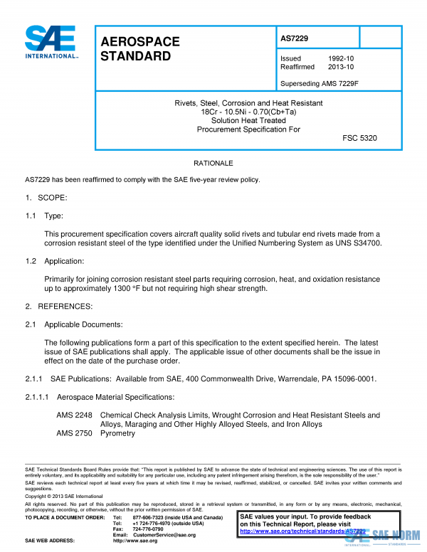 SAE AS 7229 Series PDF
