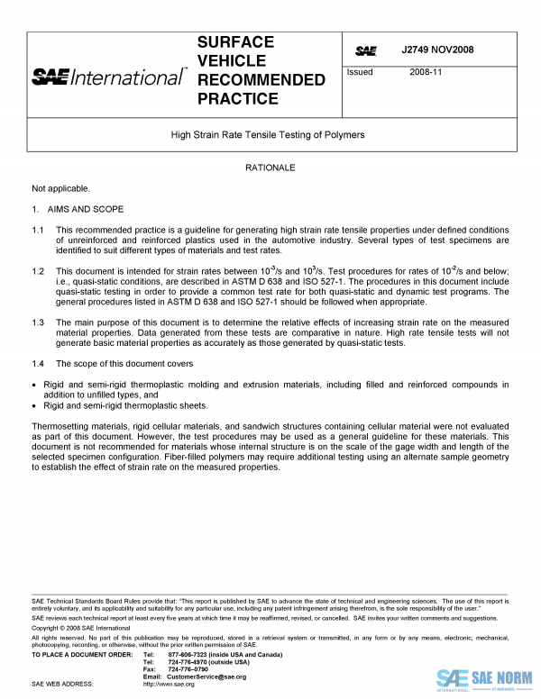 SAE J 2749 Series PDF