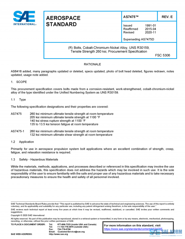 SAE AS 7475 Series PDF