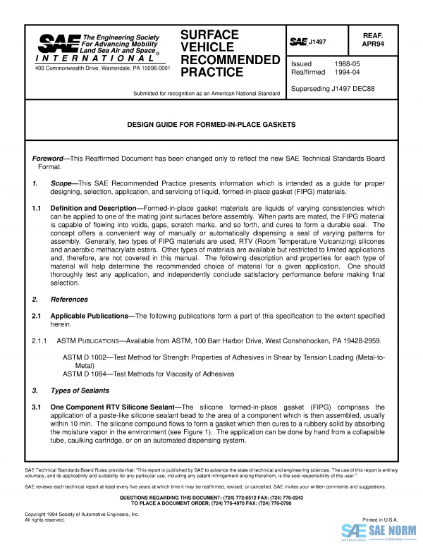 SAE J 1497 Series PDF