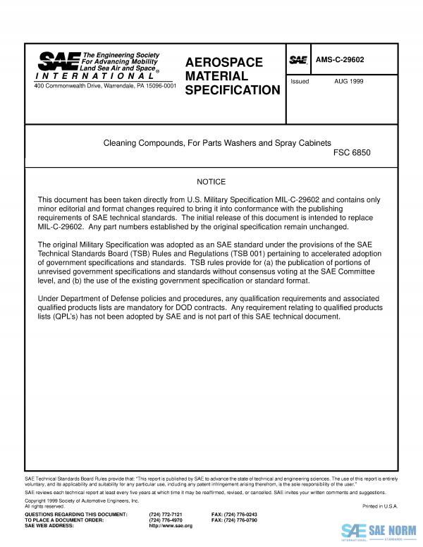 SAE AMSC 29602 Series PDF