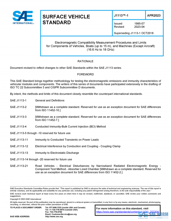 SAE J 1113/1 Series PDF