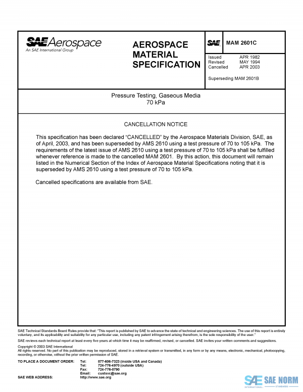 SAE MAM 2601 Series PDF