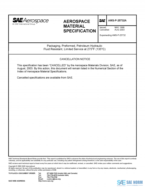 SAE AMSP 25732 Series PDF