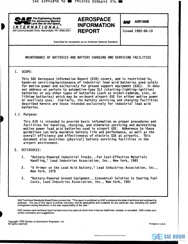 SAE AIR 1898 Series PDF