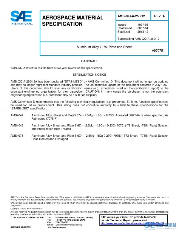 SAE AMSQQA 250/12 Series PDF