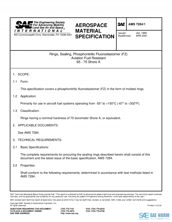 SAE AMS 7284/1 Series PDF