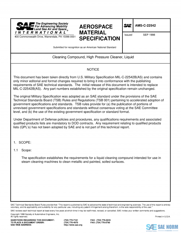 SAE AMSC 22542 Series PDF