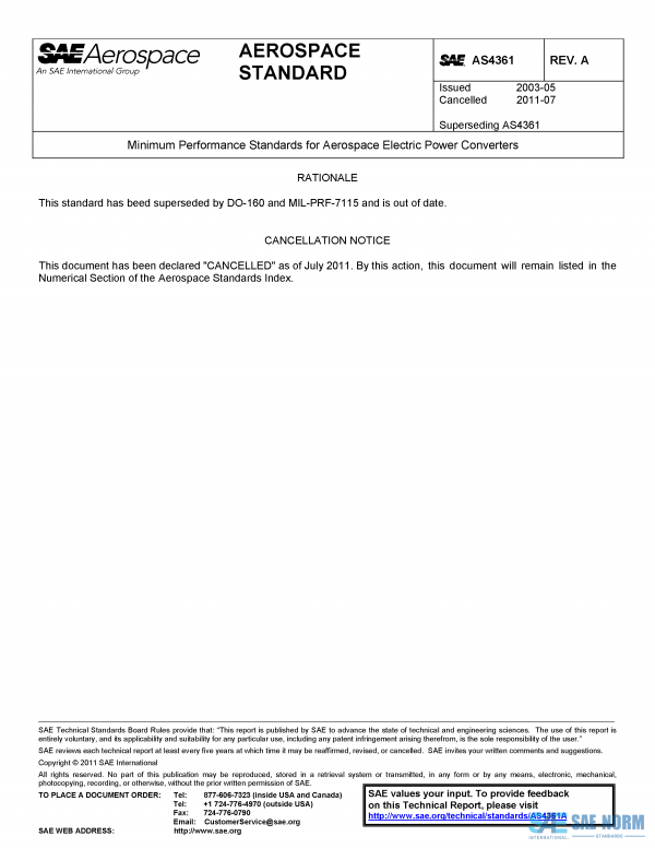 SAE AS 4361 Series PDF