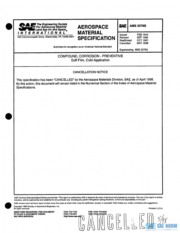 SAE AMS 3078 Series PDF