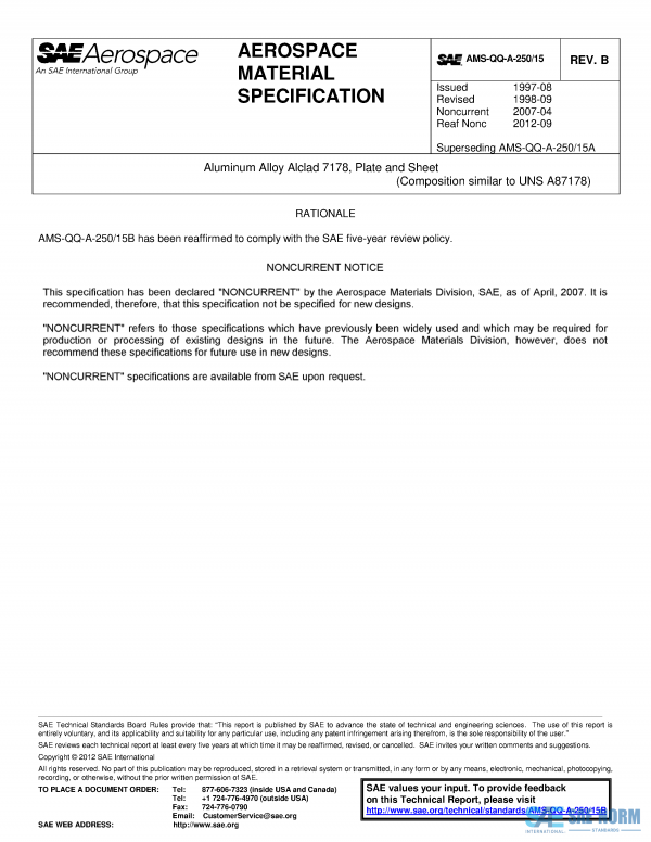 SAE AMSQQA 250/15 Series PDF