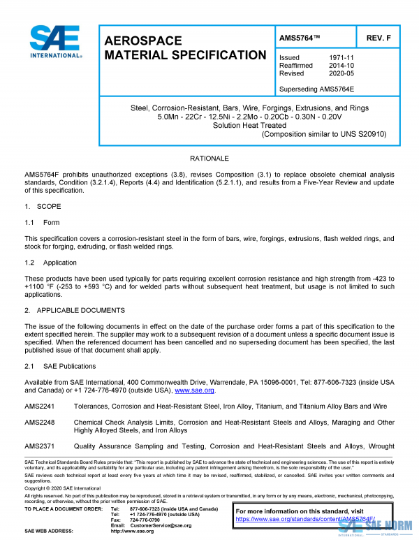 SAE AMS 5764 Series PDF