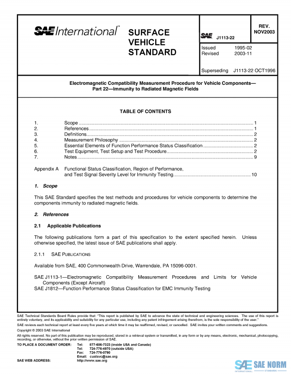 SAE J 1113/22 Series PDF