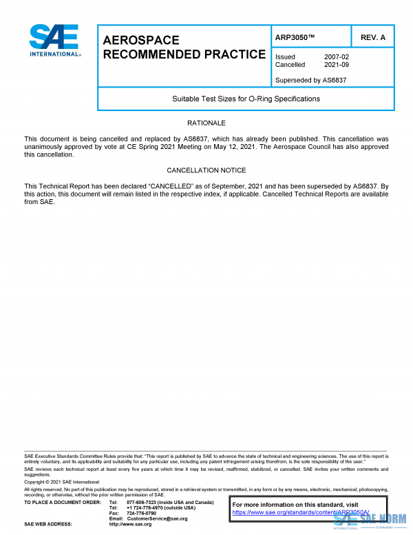 SAE ARP 3050 Series PDF