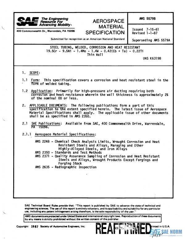 SAE AMS 5579 Series PDF