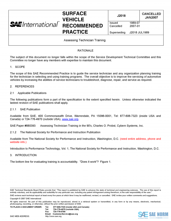 SAE J 2018 Series PDF