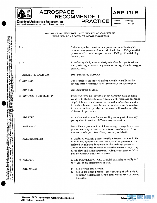 SAE ARP 171 Series PDF