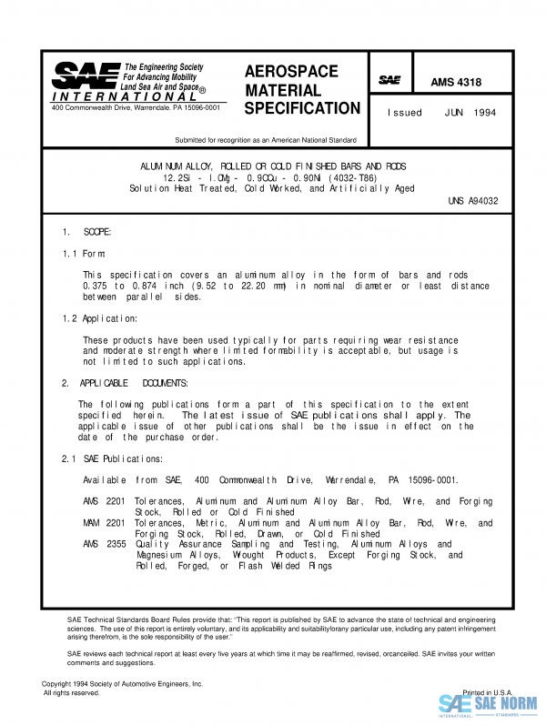 SAE AMS 4318 Series PDF