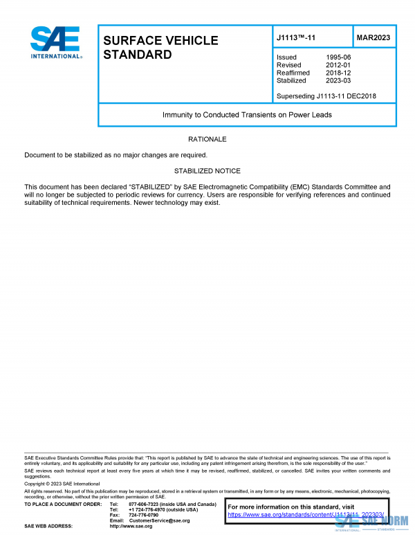 SAE J 1113/11 Series PDF