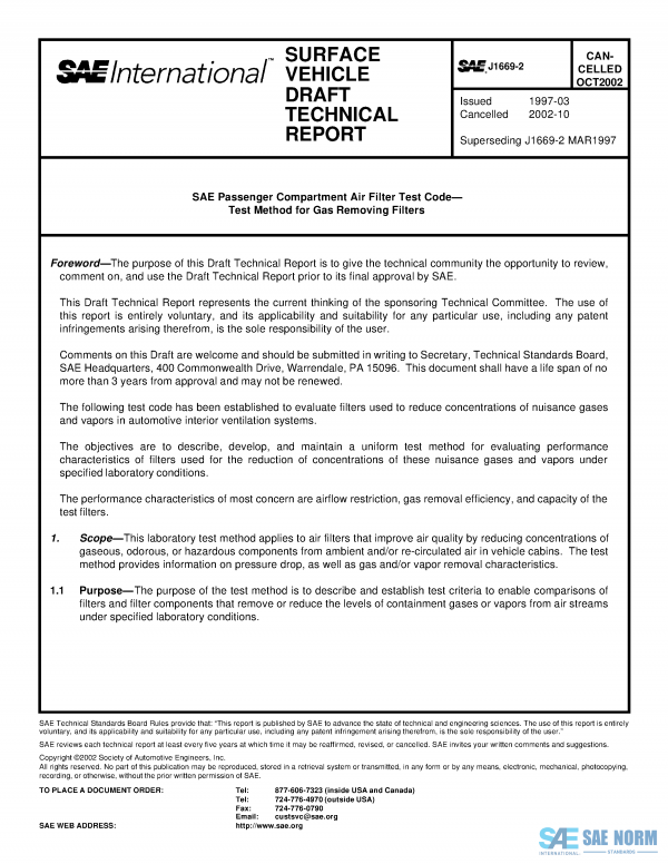 SAE J 1669/2 Series PDF