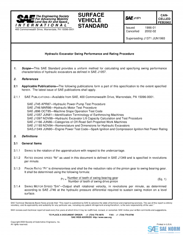 SAE J 1371 Series PDF