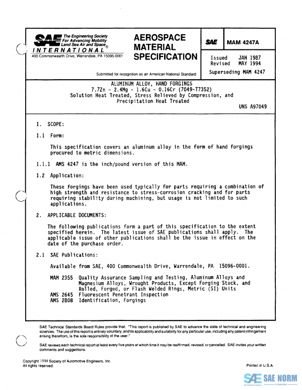 SAE MAM 4247 Series PDF