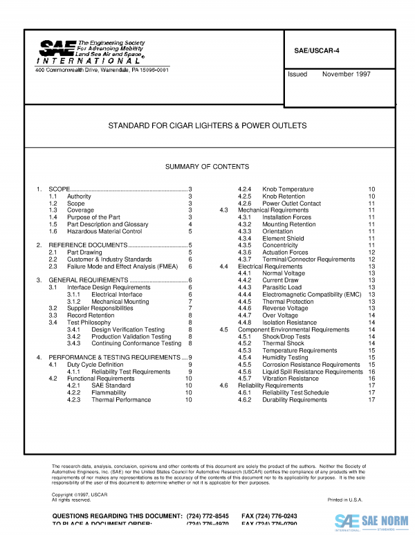 SAE USCAR 4 Series PDF