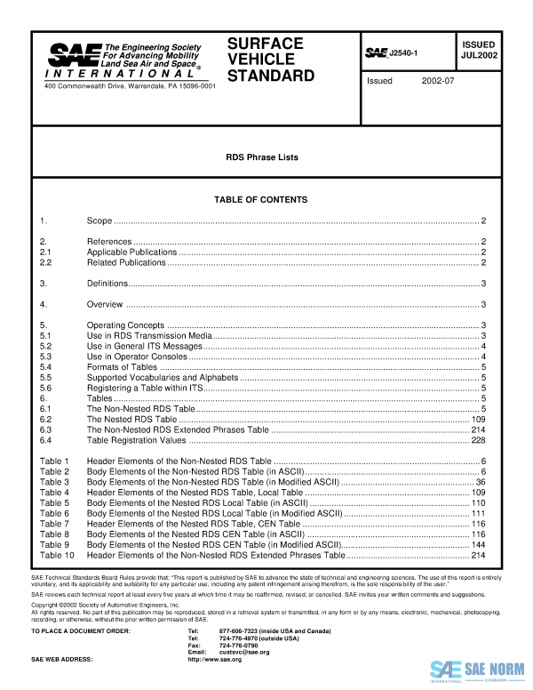 SAE J 2540/1 Series PDF