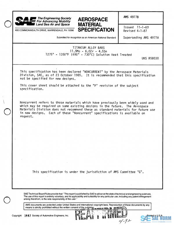 SAE AMS 4977 Series PDF