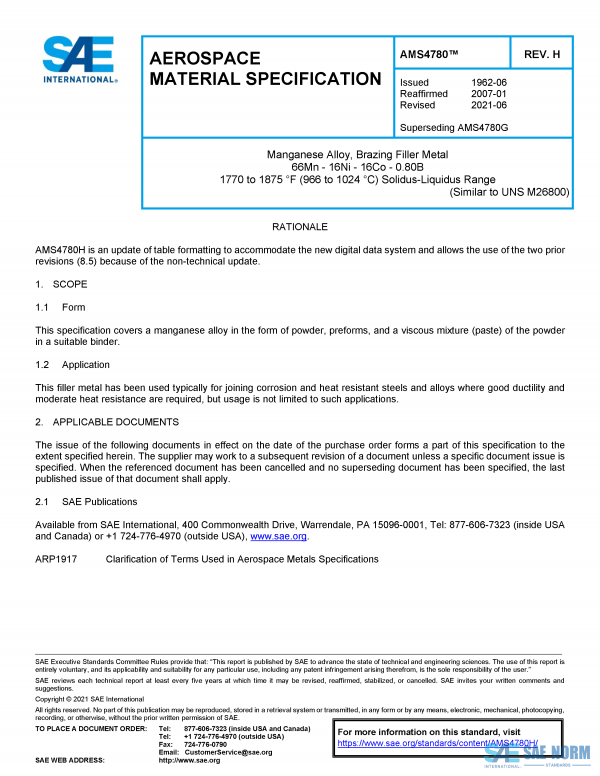 SAE AMS 4780 Series PDF