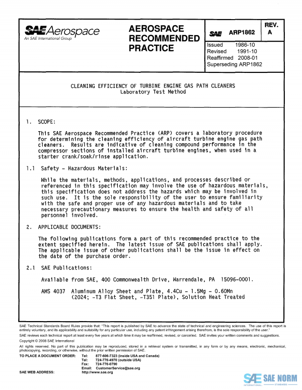 SAE ARP 1862 Series PDF
