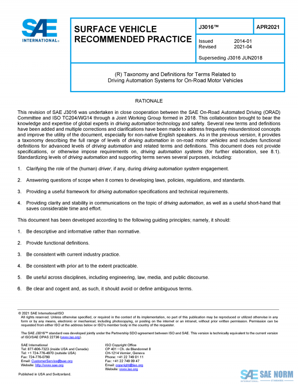 SAE J 3016 Series PDF