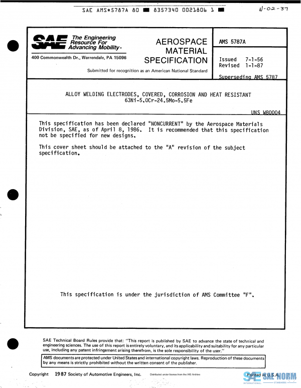 SAE AMS 5787 Series PDF