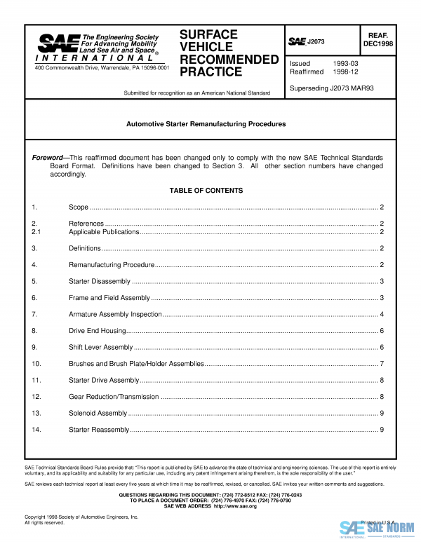 SAE J 2073 Series PDF