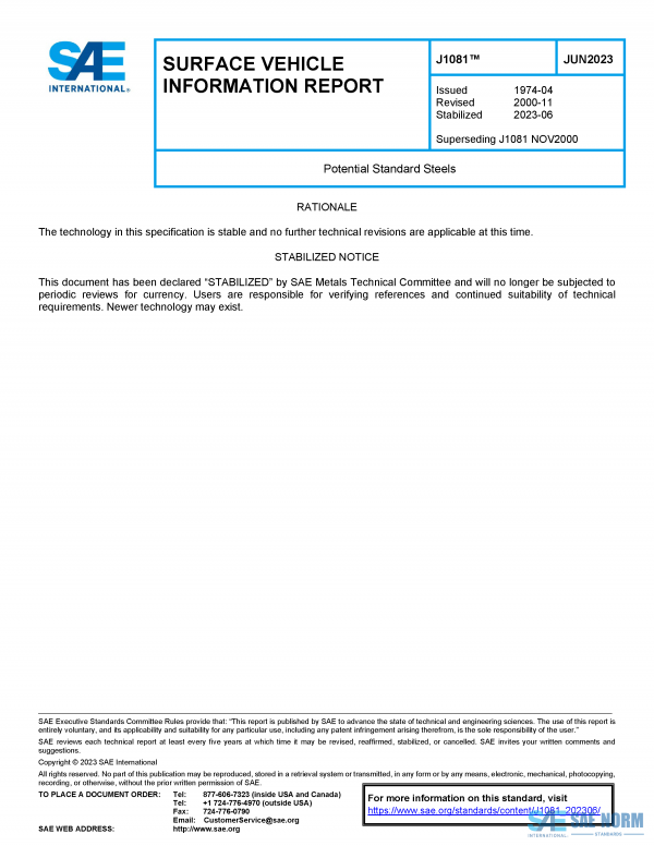 SAE J 1081 Series PDF