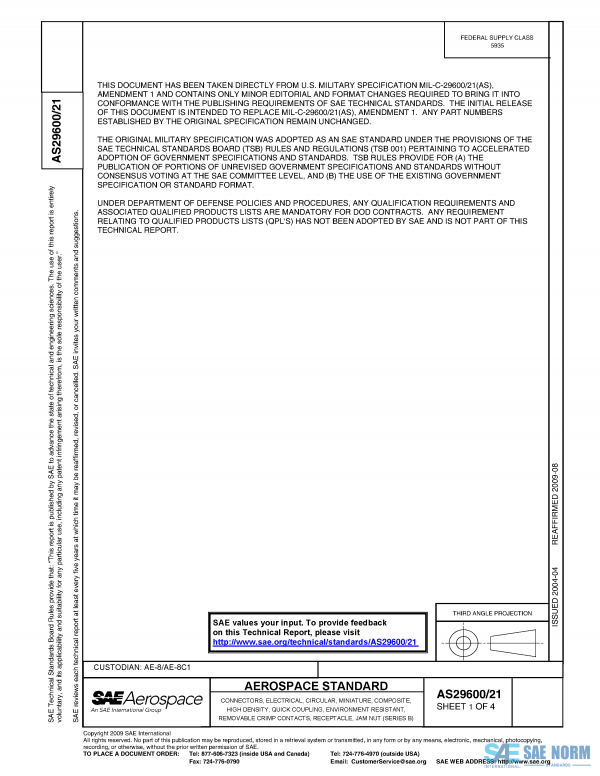 SAE AS 29600/21 Series PDF