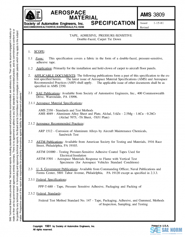 SAE AMS 3809 Series PDF