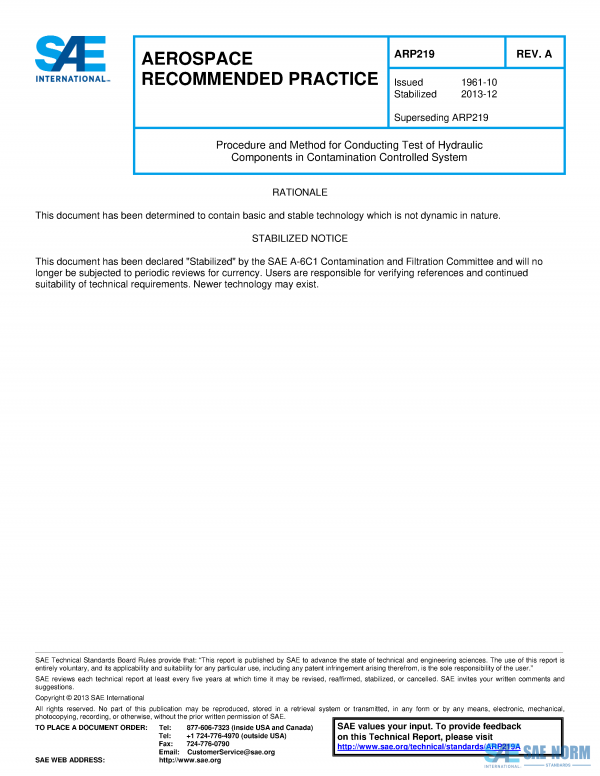 SAE ARP 219 Series PDF