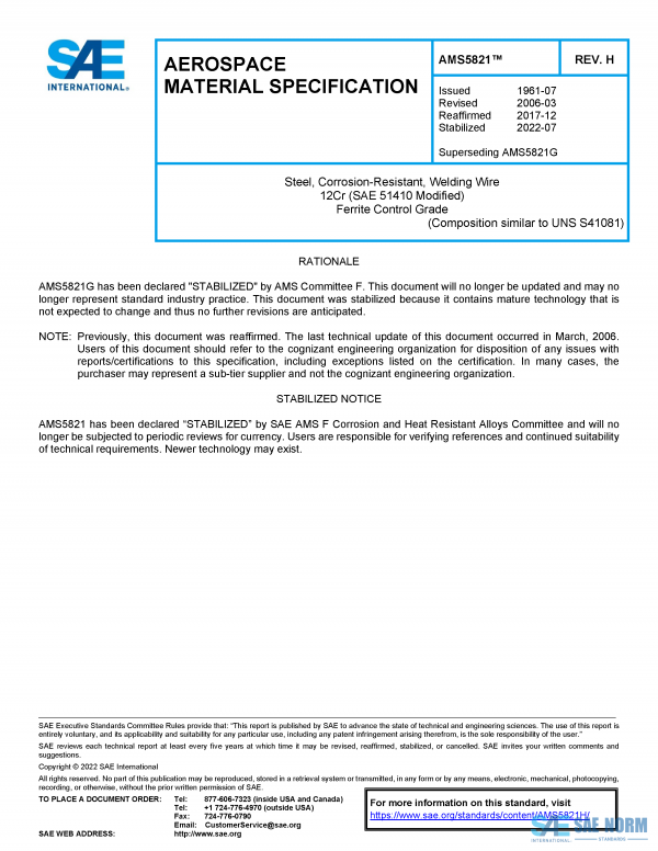 SAE AMS 5821 Series PDF