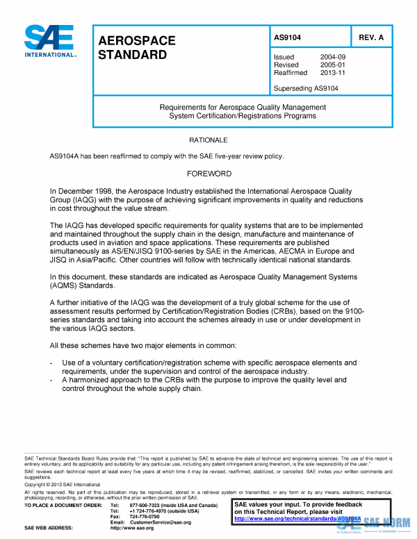 SAE AS 9104 Series PDF