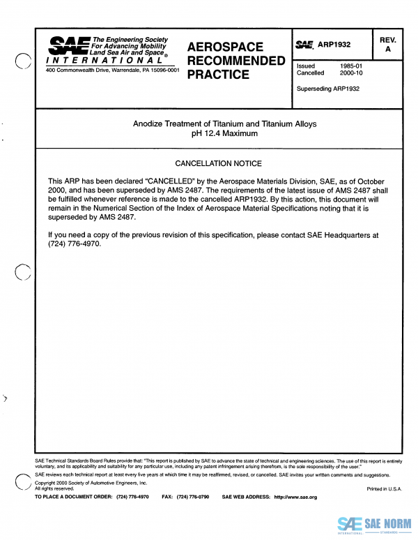 SAE ARP 1932 Series PDF
