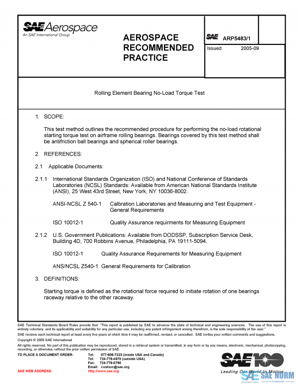 SAE ARP 5483/1 Series PDF