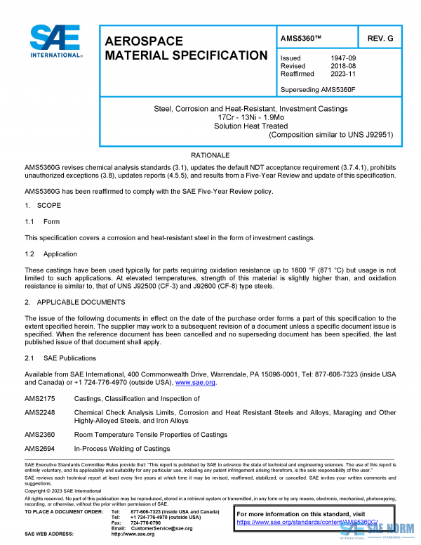SAE AMS 5360 Series PDF