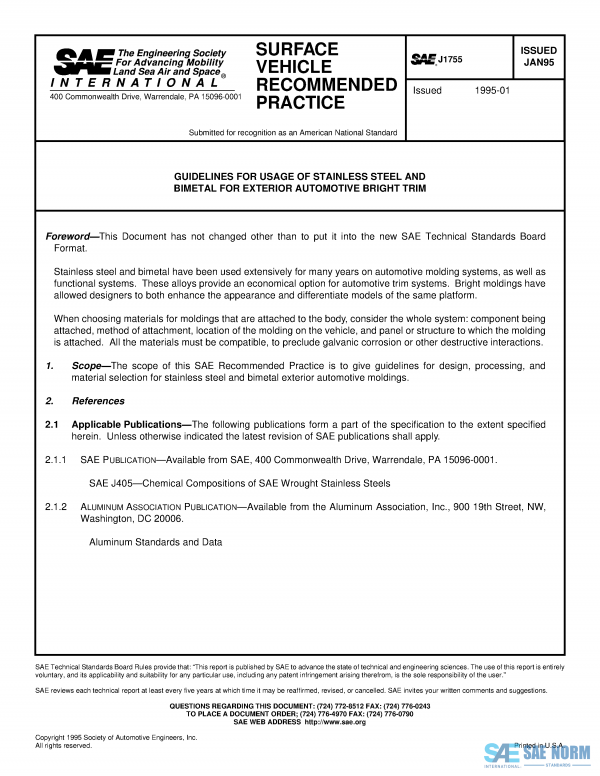 SAE J 1755 Series PDF