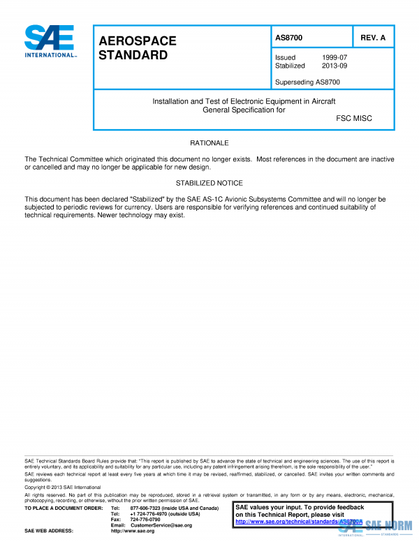 SAE AS 8700 Series PDF