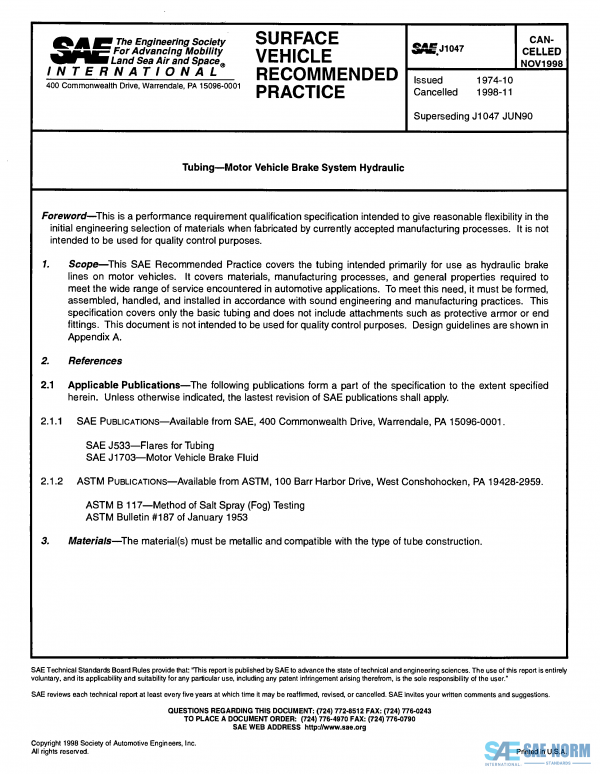 SAE J 1047 Series PDF