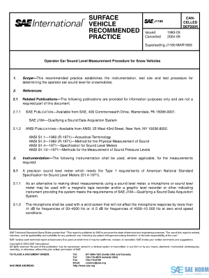 SAE J 1160 Series PDF