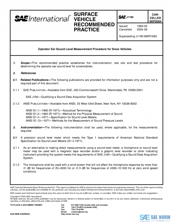 SAE J 1160 Series PDF